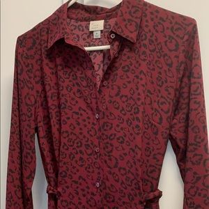 Leopard print dress maroon a great for work!